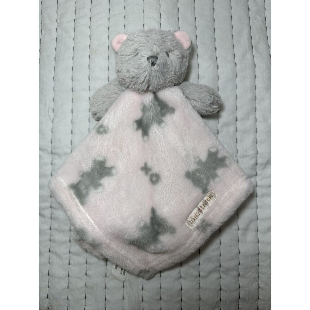 Blankets & Beyond XO Gray/Pink Teddy Bear Security Blanket Minky Lovey Plush